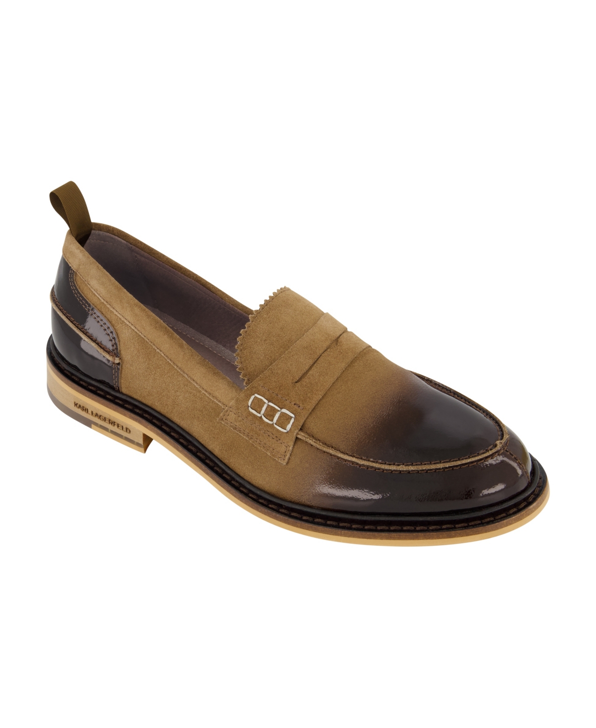 Karl Lagerfeld Men's White Label Suede Penny Loafers In Cognac