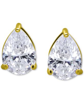 Cubic Zirconia Pear Solitaire Stud Earrings, Created for Macy's