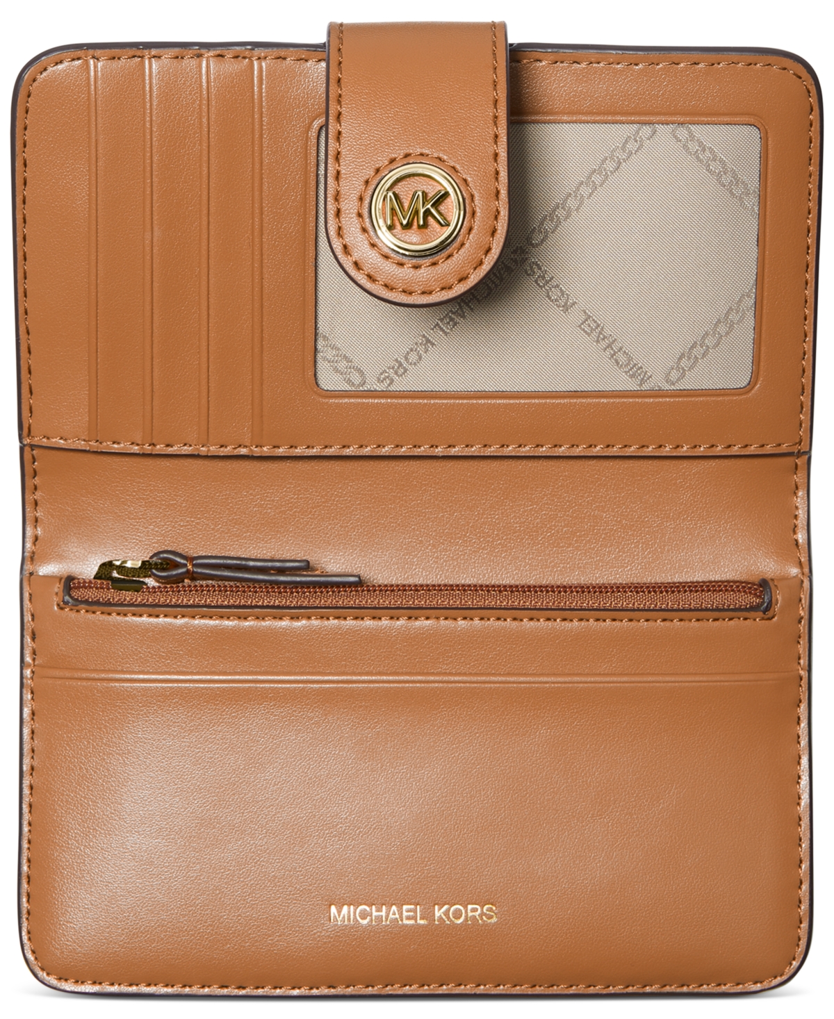 Michael Michael Kors Charm Logo Tab Pocket Bifold Wallet -acorn