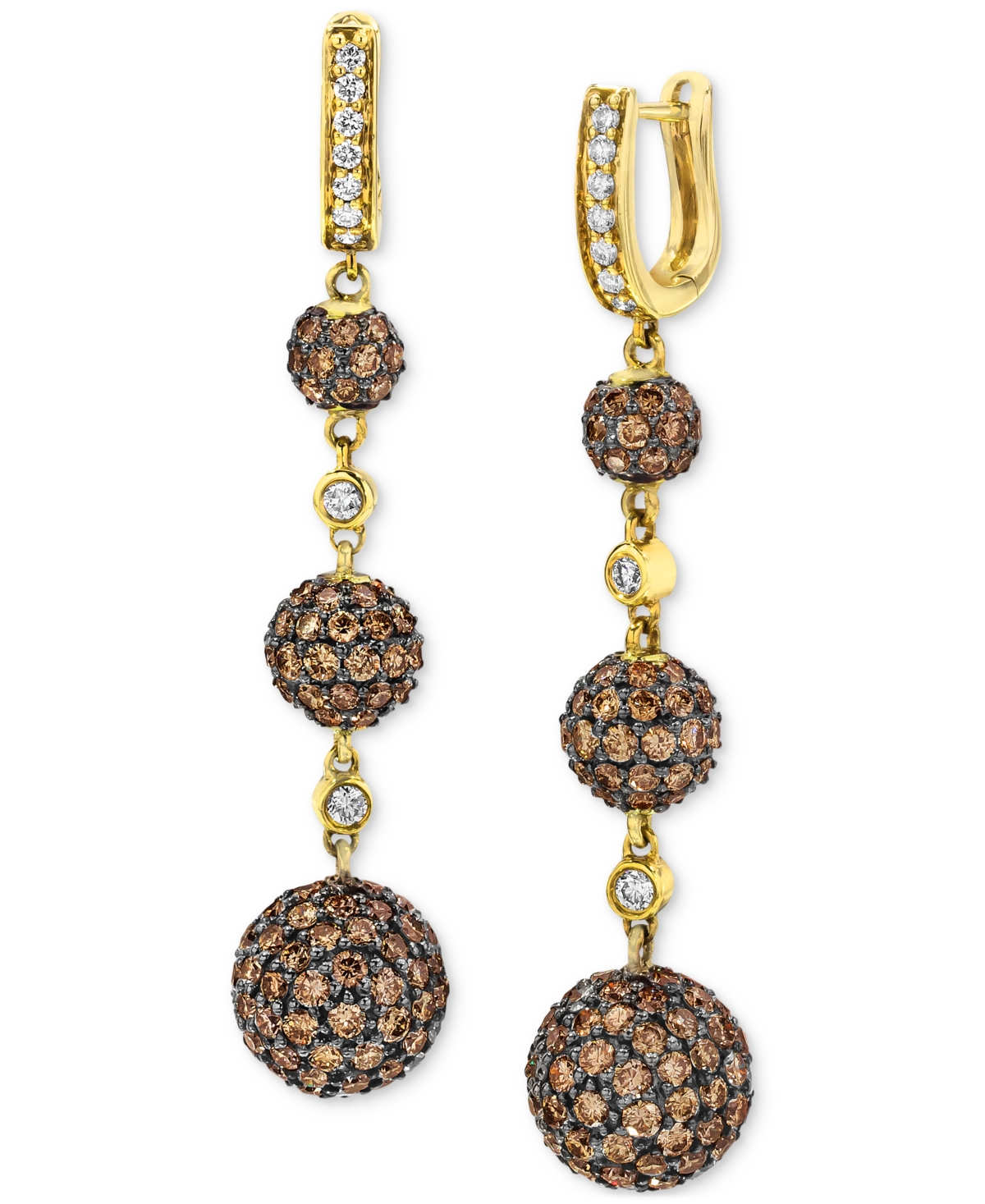 Chocolate Diamond & Vanilla Diamond Pave Ball Drop Earrings (6-1/20 ct. t.w.) in 18k Gold