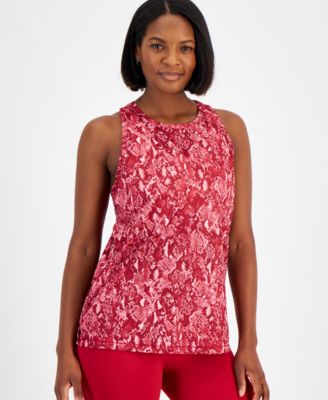 ID Ideology - Women's Animal-Print Mesh Jacquard Racerback Tank Top