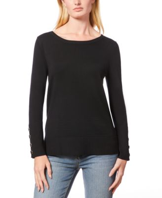 Melissa Paige - Women's Boat-Neck Buttoned-Cuff Sweater