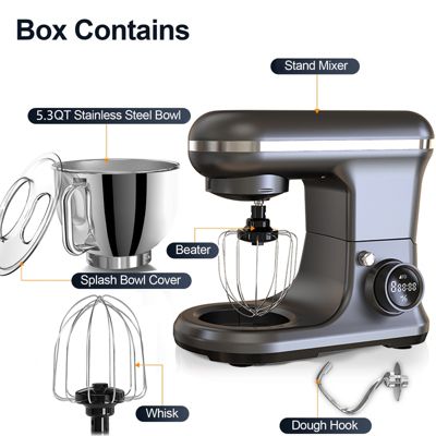 5.3 Qt Digital Display Stand Mixer 8 Speed with Egg Whisk, Dough Hook & Flat Beater