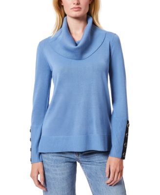 Women's Contrast-Cuff Cowlneck Sweater