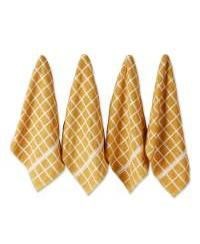 Basic Terry Collection Windowpane Dishtowel Set, 16x26", Honey Gold Check, 4 Piece