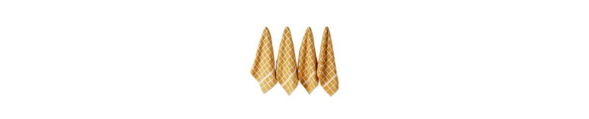 Design Imports Basic Terry Collection Windowpane Dishtowel Set, 16x26", Honey Gold Check, 4 Piece In Honey Gold