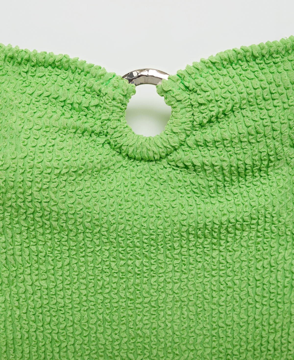 Shop Mango Women's Strapless Textured Swimsuit In Green