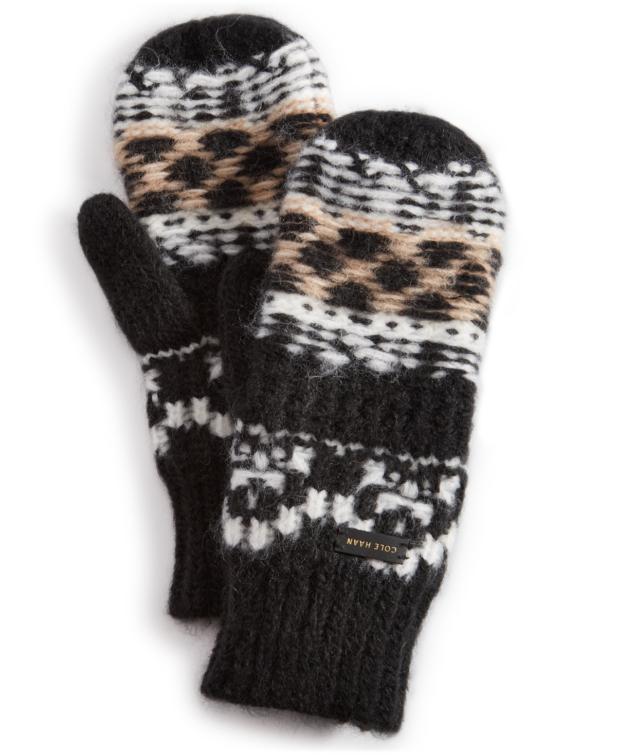 Cole Haan Women's Reversible Fair Isle Mittens In Black Multi