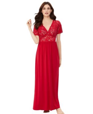 Women's Long Lace Top Stretch Knit Gown