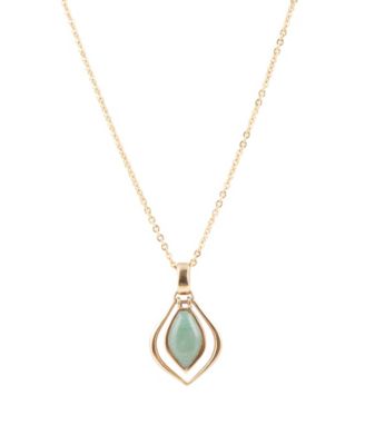 Melita Genuine Green Aventurine Teardrop Pendant Necklace