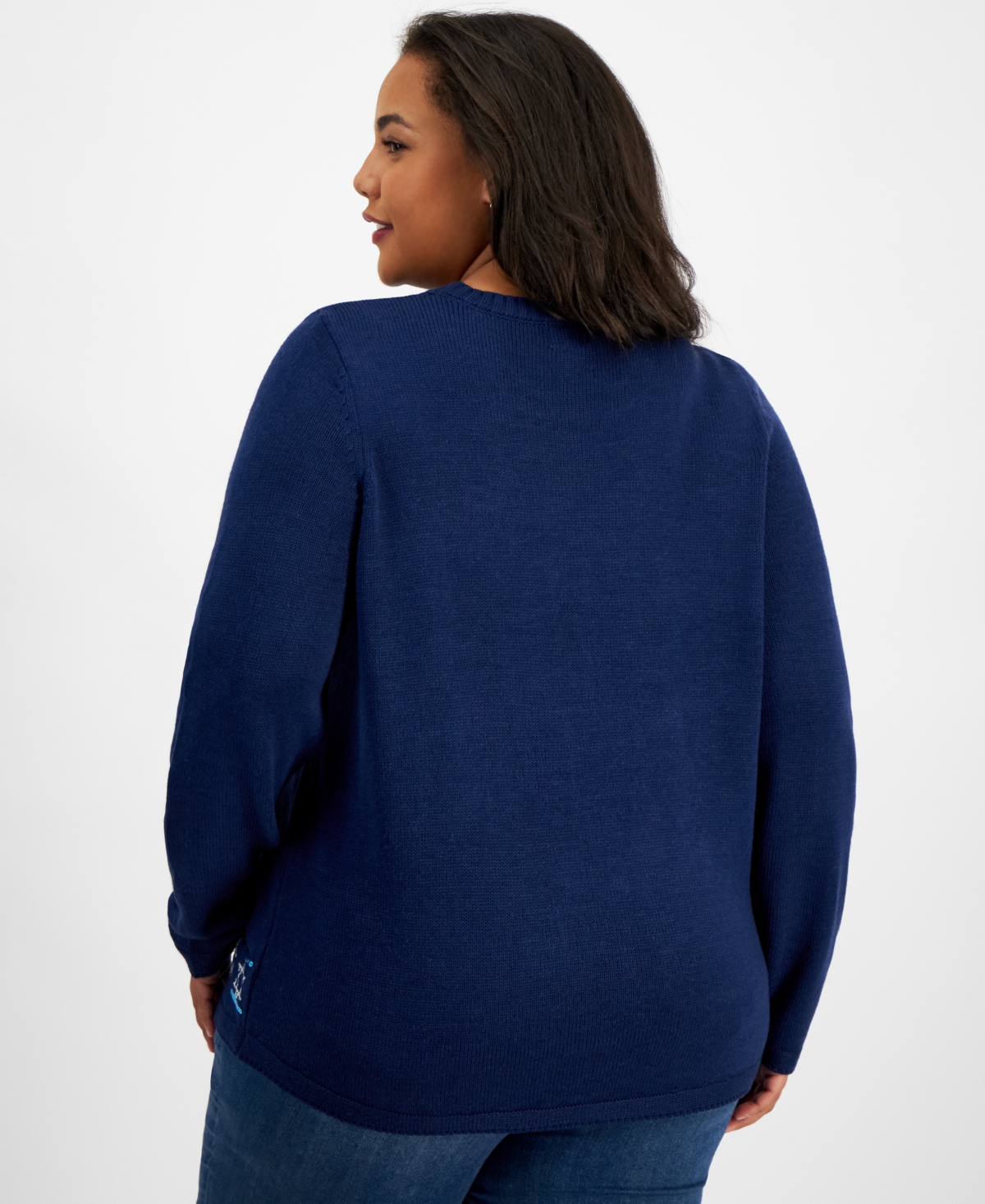 Holiday Lane Plus Size Happy Llamakah Embellished Sweater, Created for Macy's