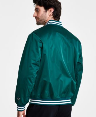 Men's Classic Logo Striped-Trim Varsity Jacket