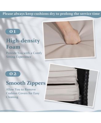 4 Pieces Patio Conversation Set with Soft Cushions and Tempered Glass Tabletop