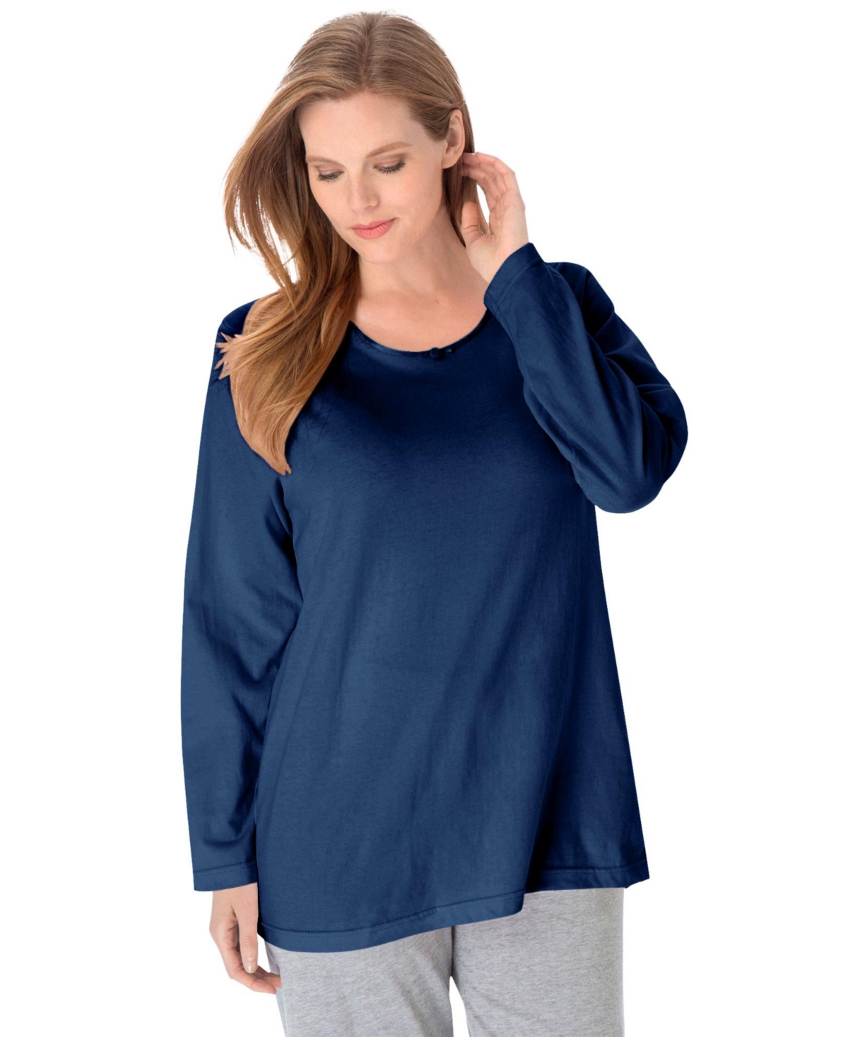 Plus Size Satin Trim Sleep Tee - Raspberry