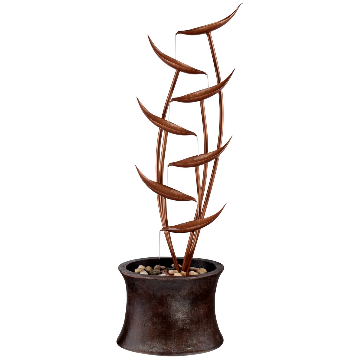 Ashton Tiered Copper Leaves 41&#x22; High Large Modern Indoor Outdoor Decor Resin Floor Fountain Standing Waterfall Cascading Water Feature for Outsid