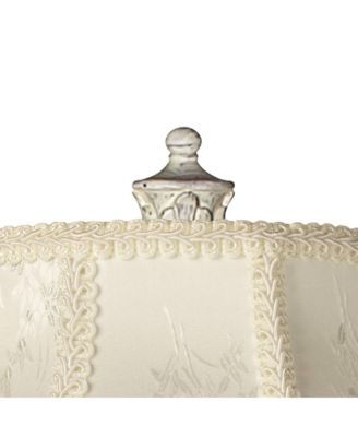 Traditional Vintage like Shabby Chic Lamp Floor Standing 60" Tall Antique White Victorian Cream Scallop Fabric Dome Shade with Fringe Decor for Living Room Reading House Bedroom Home - 360 Lighting