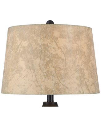 Kaly Rustic Industrial Table Lamps 25" High Set of 2 Hammered Oiled Bronze with USB Charging Port Faux Leather Drum Shade for Desk