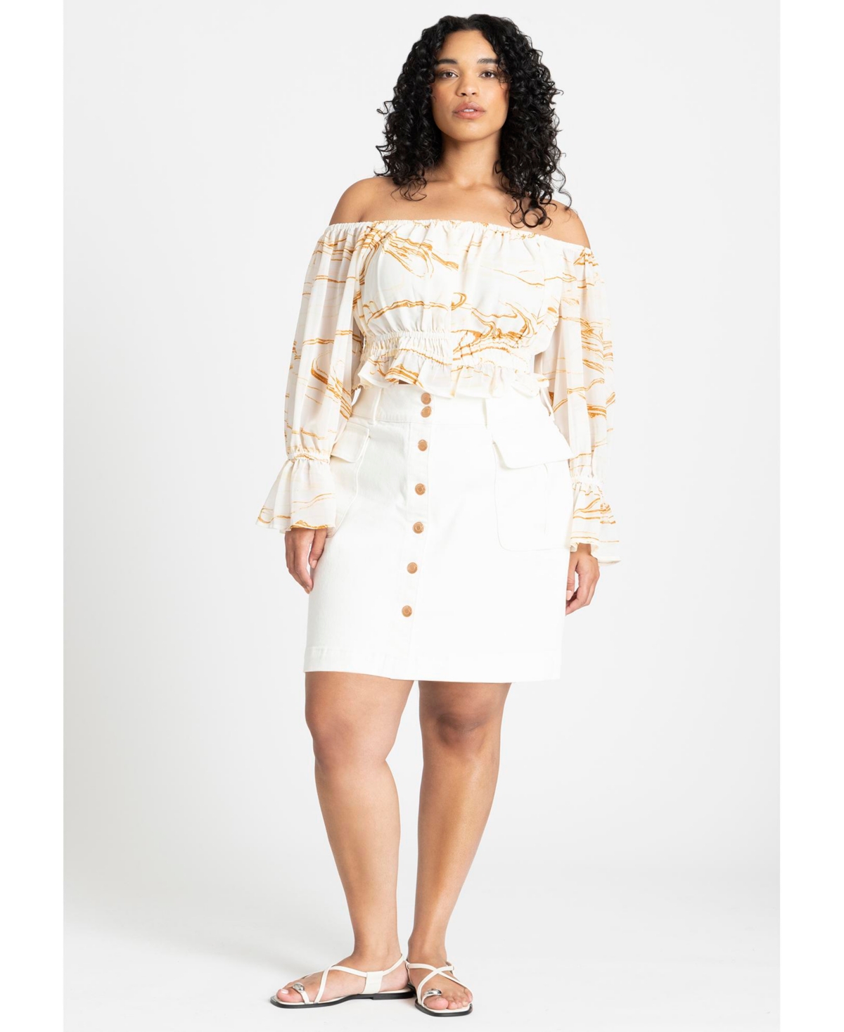 Eloquii Plus Size Cargo Mini Denim Skirt