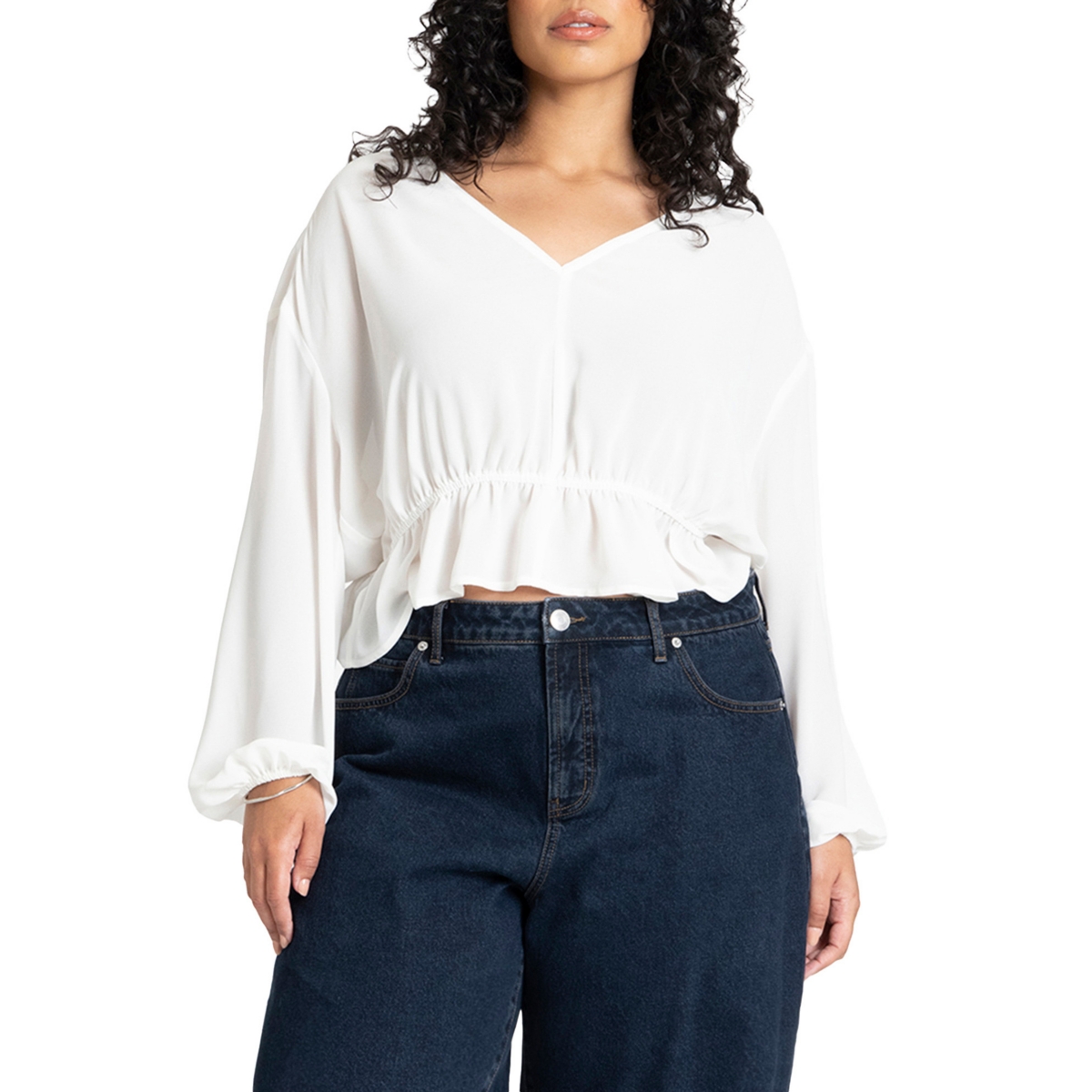 Eloquii Plus Size Relaxed Peasant Blouse