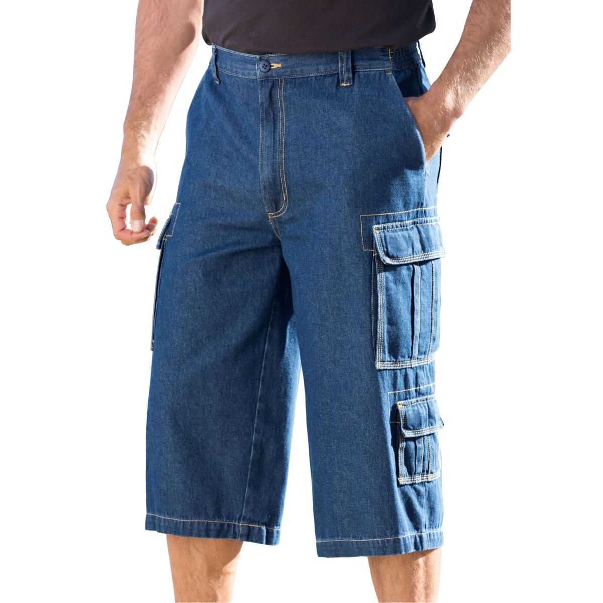 Big & Tall 17&#x22; Side Elastic Cargo Shorts - Olive camo