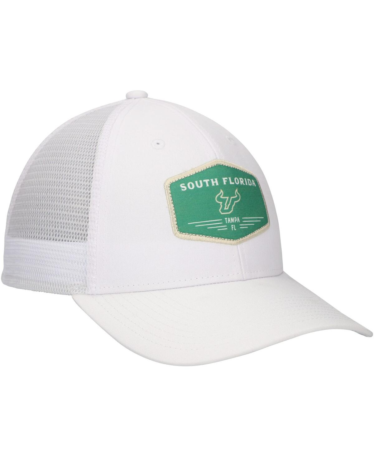 Ahead Men's White South Florida Bulls Brant Trucker Adjustable Hat In White,forest Green