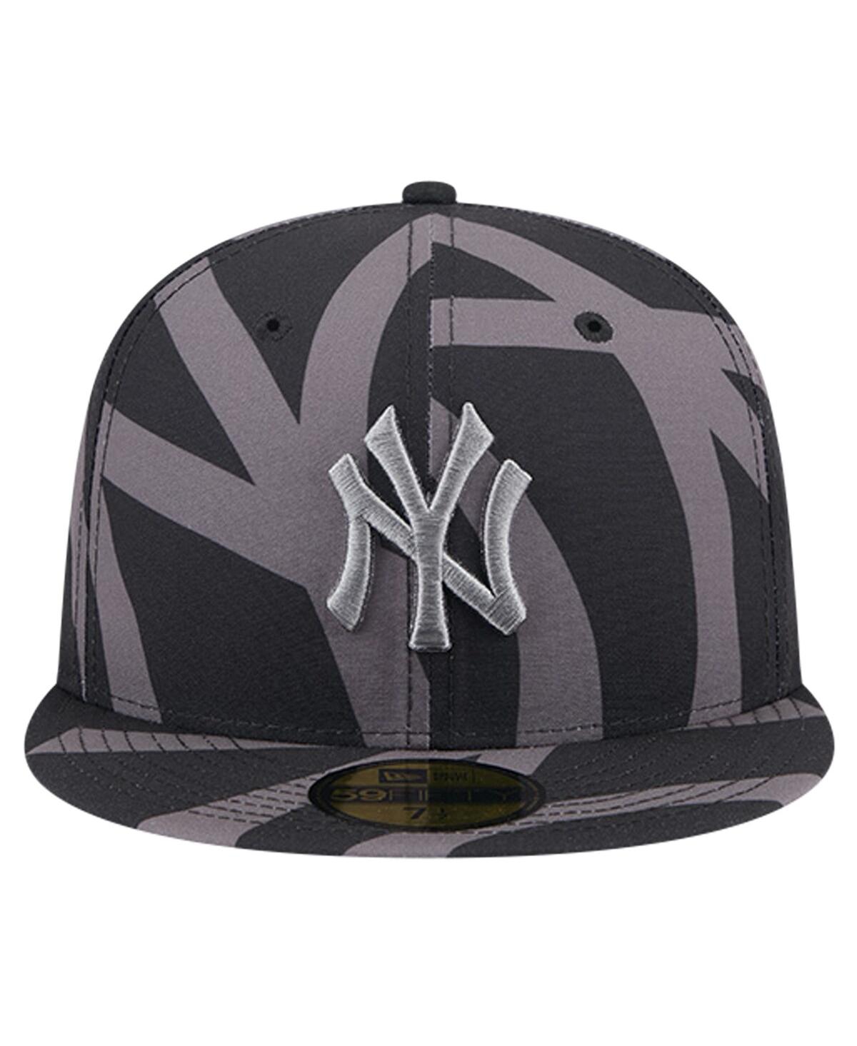 New Era Men'sNew York Yankees Logo Fracture 59FIFTY Fitted Hat - Black, Graphite