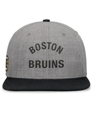 Men's Heather Gray Boston Bruins Elements Flat Brim Leather Strapback Hat