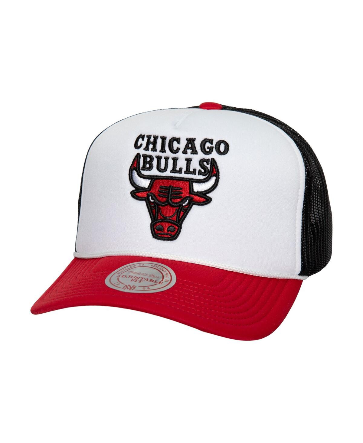 Mitchell & Ness Men's White Chicago Bulls Hardwood Classics Blocker Foam Front Trucker Snapback Hat
