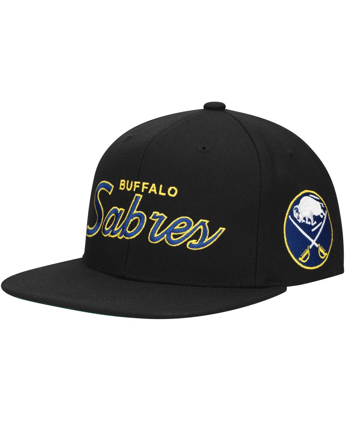Mitchell & Ness Mitchell Ness Men's Black Buffalo Sabres Core Team Script 2.0 Snapback Hat In Black