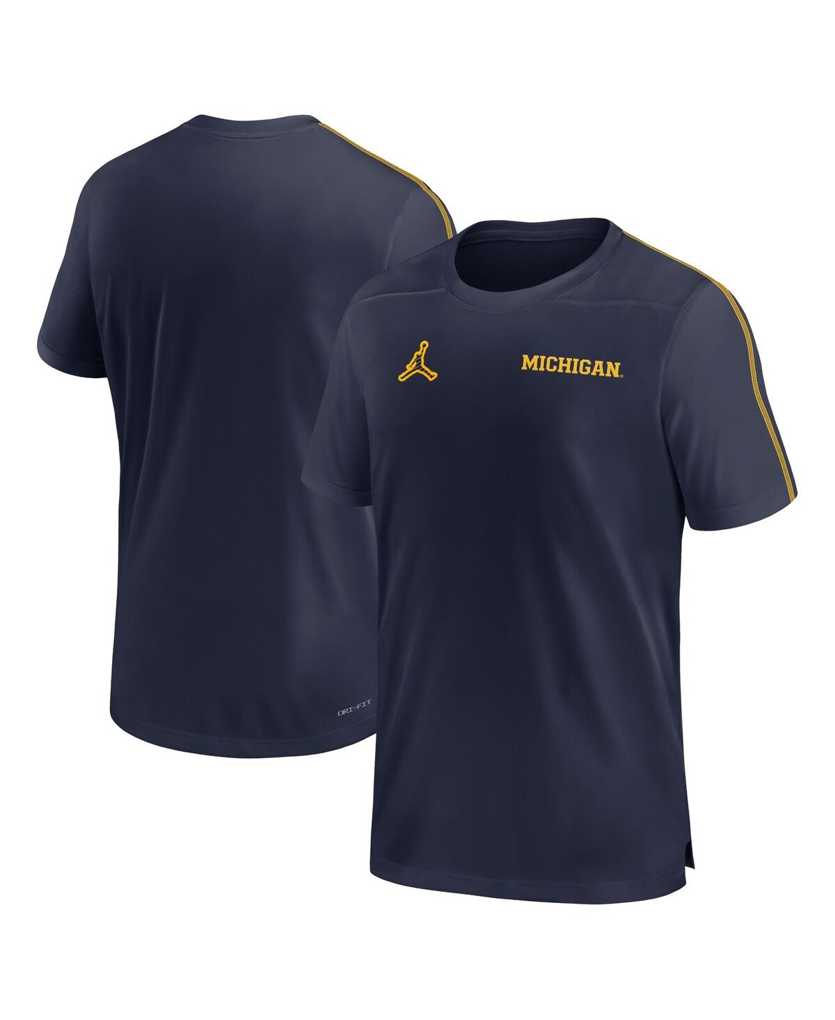 Men's Navy Michigan Wolverines 2024 Sideline Coach Performance Top - Navy, Maize