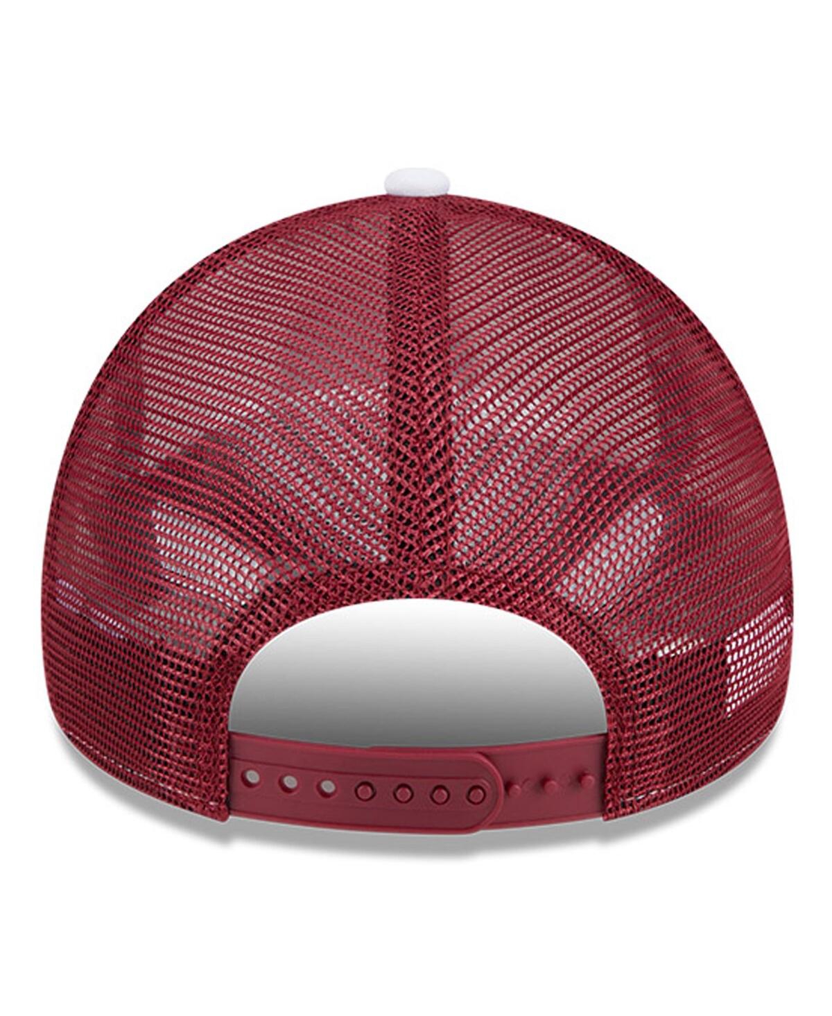 New Era Men's White/maroon Mississippi State Bulldogs Court Sport Foam A-frame 9forty Adjustable Trucker Hat In White,garnet