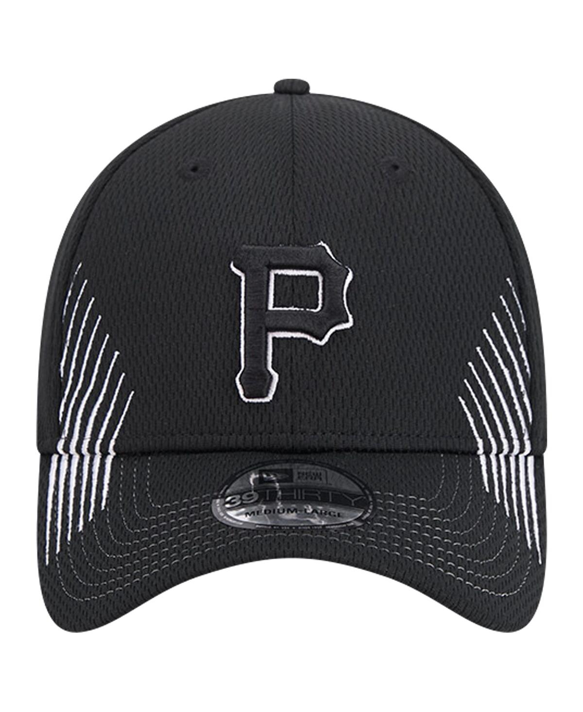 New Era Men'sPittsburgh Pirates Active Dash Mark 39THIRTY Flex Hat - Black