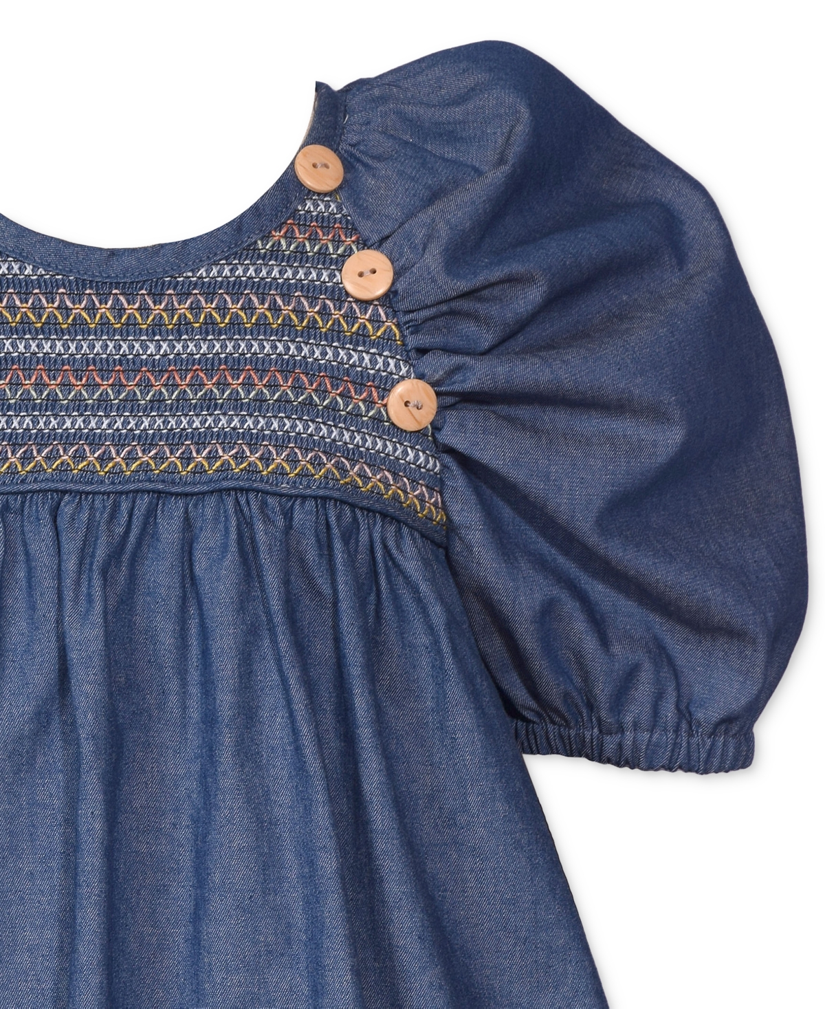 BONNIE JEAN TODDLER & LITTLE GIRLS COTTON DENIM SMOCKED DOLMAN DRESS 