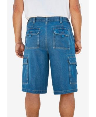 Big & Tall by KingSize 12" Side Elastic Denim Cargo Shorts
