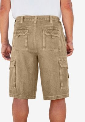 Big & Tall by KingSize 12" Side Elastic Denim Cargo Shorts