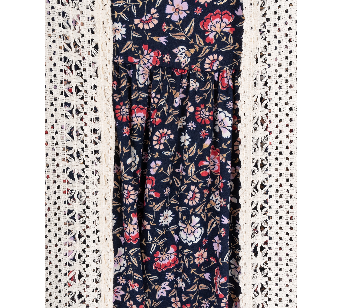 Rare Editions Big Girls Floral-Print Dress & Crochet Vest, 2 Piece Set