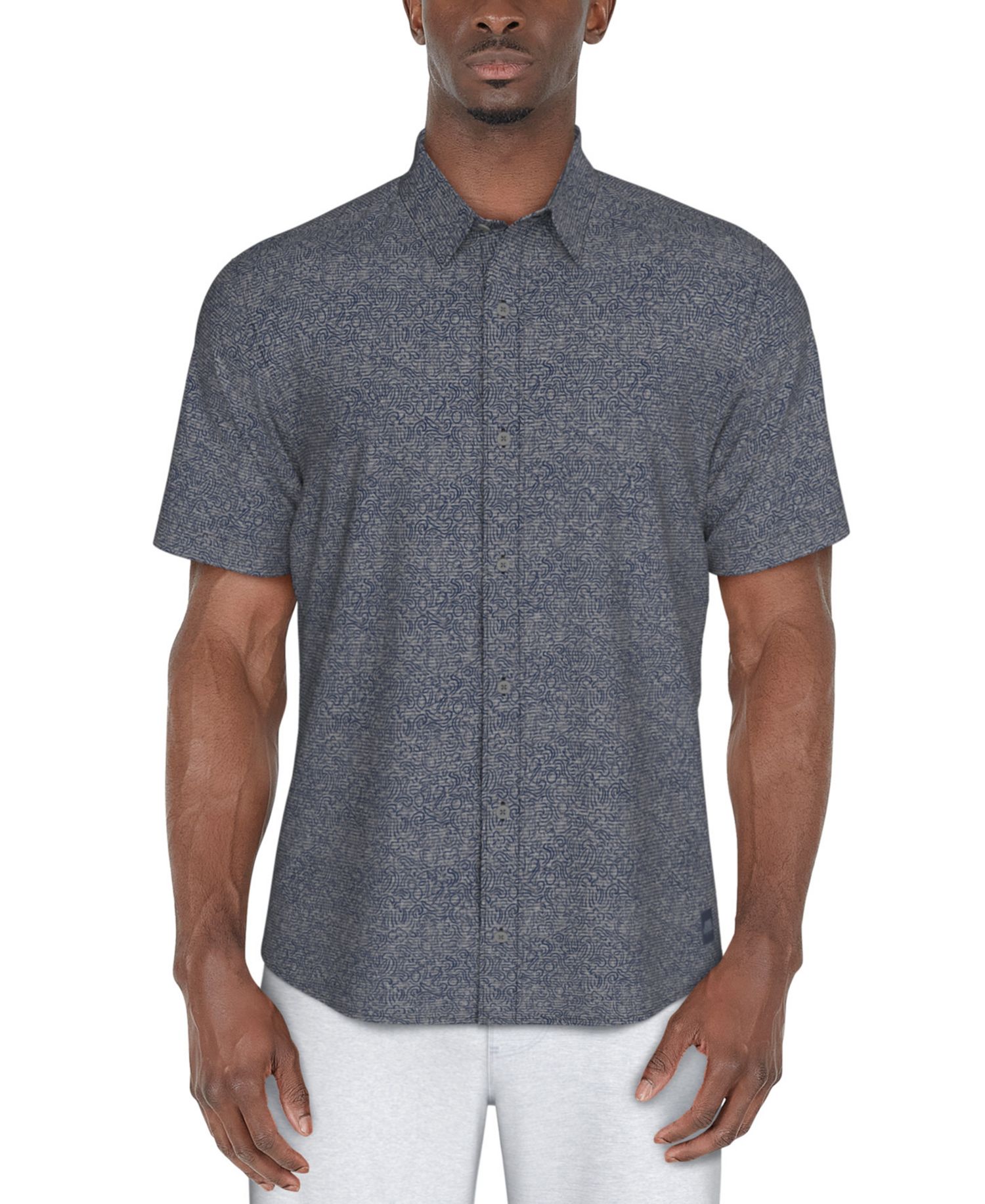 Men's Textured Short-Sleeve Fruit Print Shirt