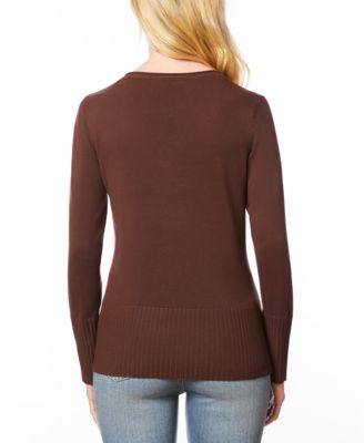 Women's V-Neck Wide-Hem Wide-Cuff Sweater