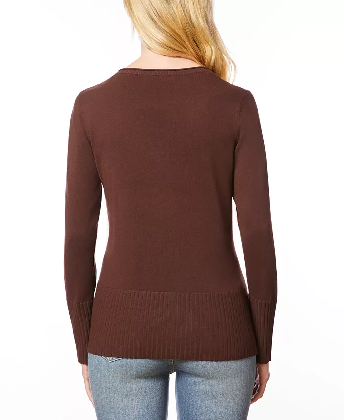 Women's V-Neck Wide-Hem Wide-Cuff Sweater - thumbnail 6