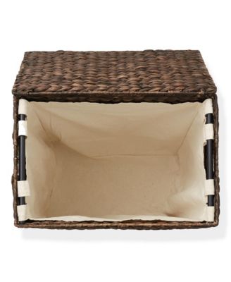 Large Laundry Hamper with Lid and Removable Liner Bag - Natural, Woven Water Hyacinth Laundry Basket for Clothes