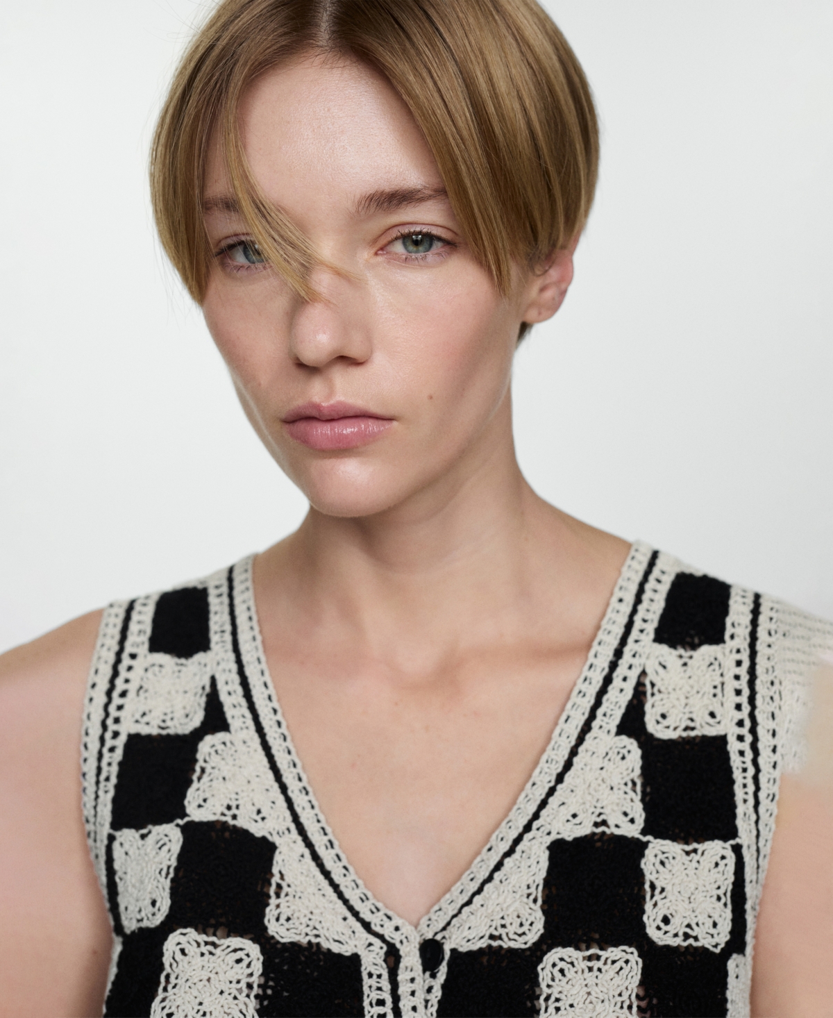 MANGO WOMEN'S COMBINED CROCHET VEST JACKET