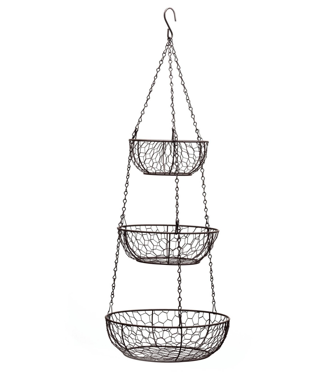 RSVP INTERNATIONAL CHICKEN WIRE 3 TIER BRONZE HANGING BASKET 