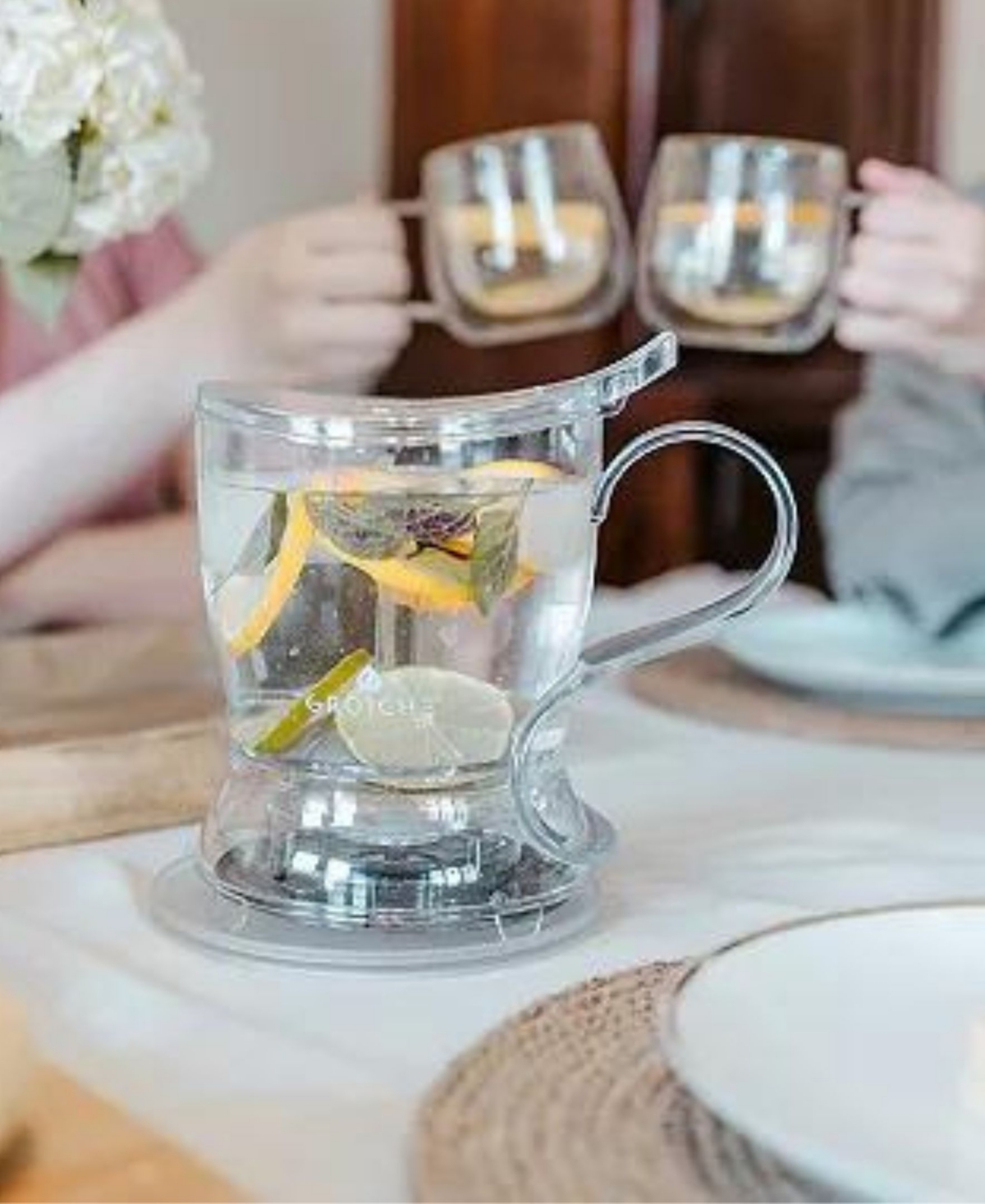 Grosche Tea Perfection Duo- 1000ml Aberdeen Smart Tea Steeper With Cyprus Large Glass Mug In Glass