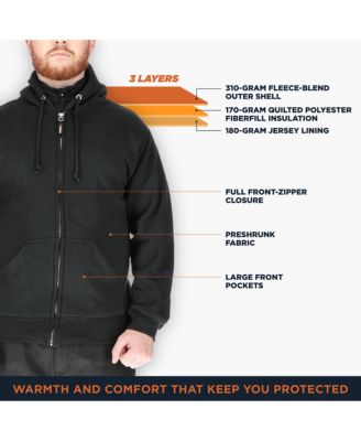 Men's Insulated Full Zip Sweatshirt - Pre-Shrunk, Large Pockets