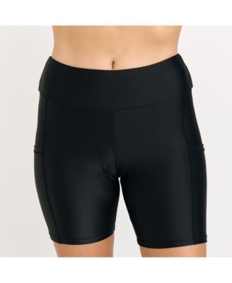 Plus Size Mid-Thigh Swim Shorts With Pockets