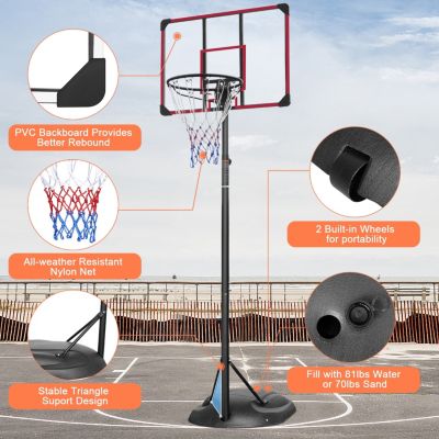Streamdale Adjustable 7.5-9.2FT Basketball Hoop with Backboard & Wheels