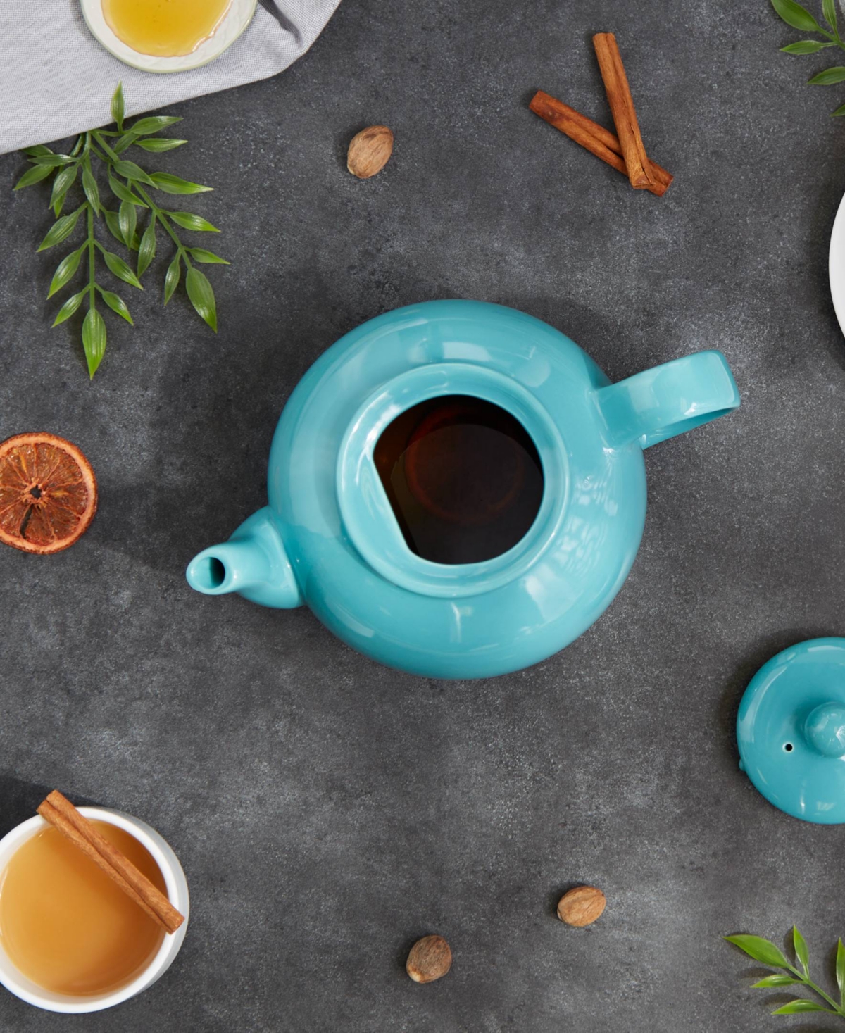 Rsvp International Stoneware 42 Ounce Turquoise Teapot In Blue