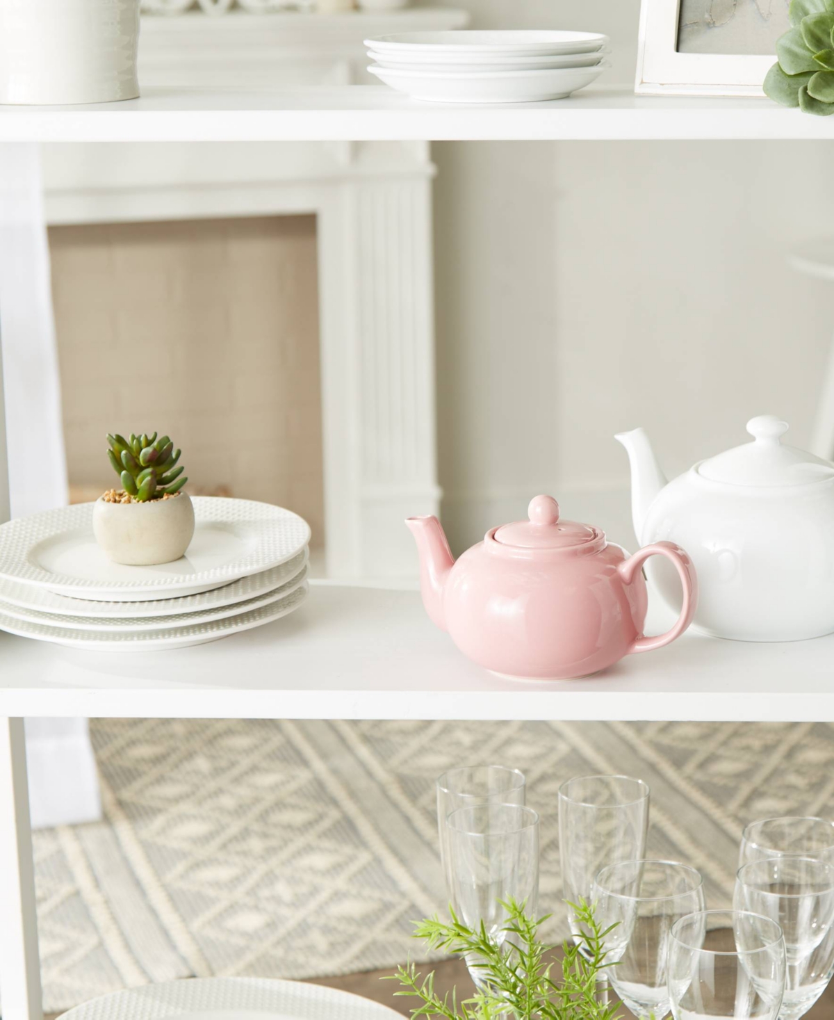 Rsvp International Stoneware 16 Ounce Pink Teapot In Pink