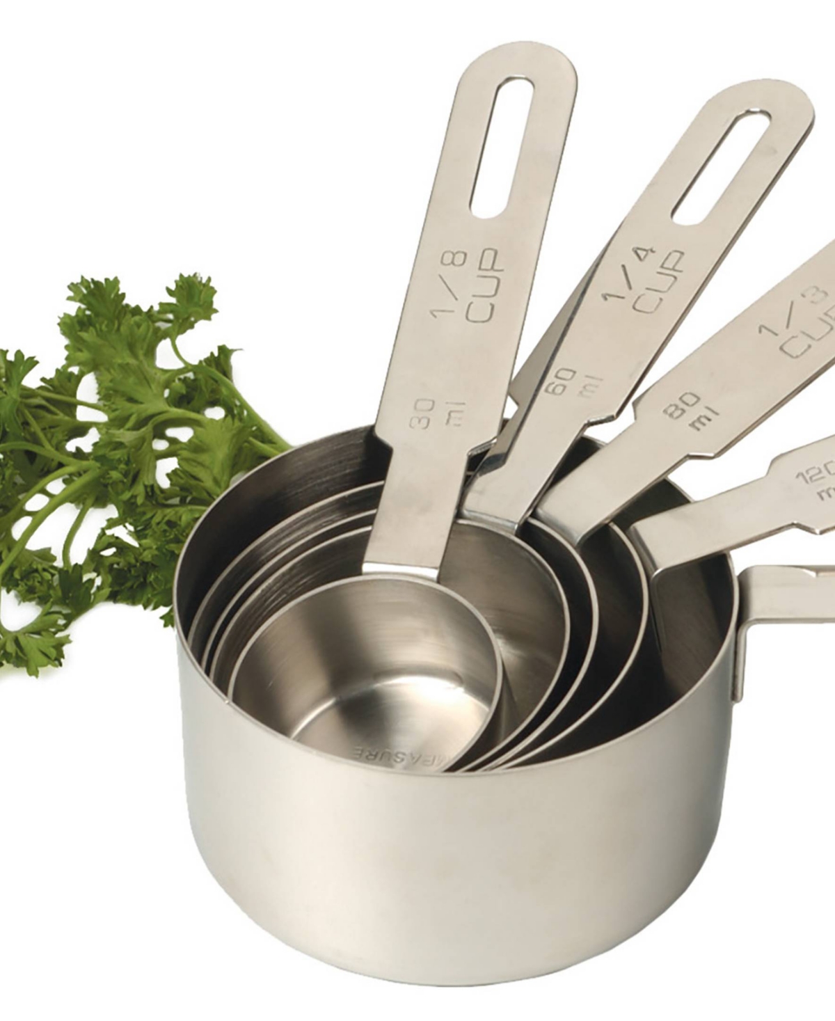 Rsvp International Endurance Stainless Steel 5 Piece Measuring Cup Set In Silver