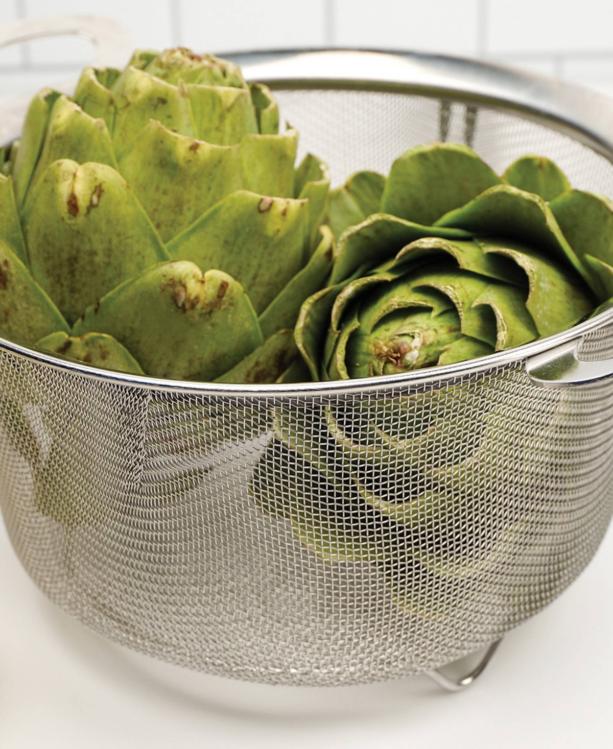 RSVP INTERNATIONAL ENDURANCE STAINLESS STEEL 3 QUART WIDE RIM MESH COLANDER BASKET 